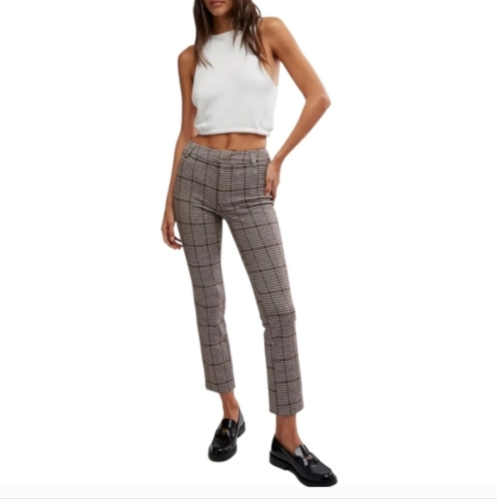 Free People Molly Slim Plaid Pants
